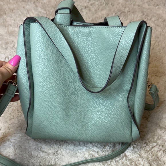 NWOT Kate Spade Pebbled Leather New York Knot Mini Mint Green Crossbody Tote - Picture 4 of 10